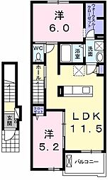 オリージャ 2LDKの間取図画像