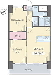 プライムコート立川 12階1SLDKの間取り