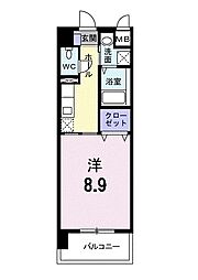 アベニール国立 1Kの間取図画像