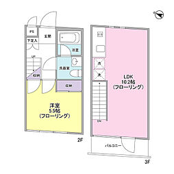 シルバラード広尾 2階1LDKの間取り
