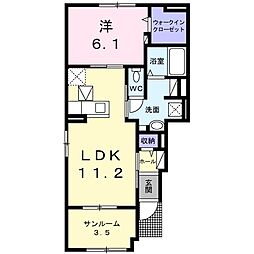 バーデンハイムネクストII 1階1LDKの間取り
