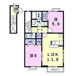 ラフィナートSK2 2LDKの間取図画像