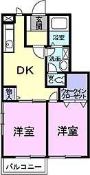 シャルマン雅Ｂ 1階2DKの間取り