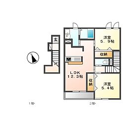 Jiro諏訪西 2LDKの間取図画像