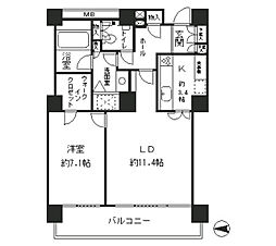 東京メトロ有楽町線 月島駅 徒歩7分の賃貸マンション 13階1LDKの間取り