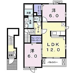 シャルマン桜D 2LDKの間取図画像
