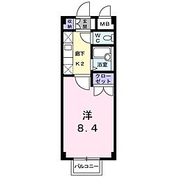 エスポワールB 1Kの間取図画像