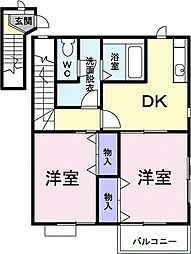 セントラルHAGA 2DKの間取図画像