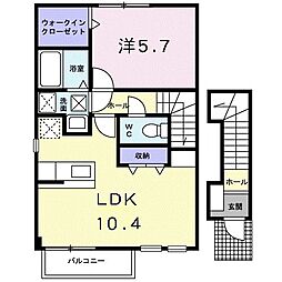 アクシス 2階1LDKの間取り