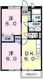 メゾン東北原 2DKの間取図画像