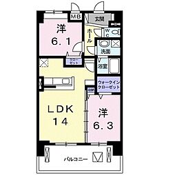 プレッソS.R.W 2LDKの間取図画像