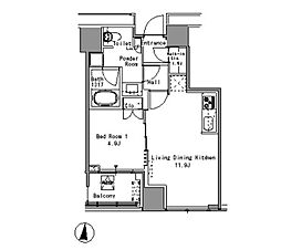 JR山手線 浜松町駅 徒歩3分の賃貸マンション 2階1LDKの間取り