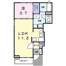 ヴィヴィッド・アヴェニール2 1LDKの間取図画像