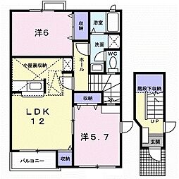 ラフィネプリズA 2LDKの間取図画像