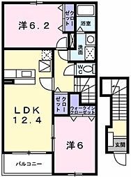 ラ・レーヴun 2LDKの間取図画像