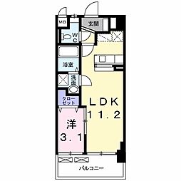 JR鹿児島本線 箱崎駅 徒歩11分の賃貸マンション 8階1LDKの間取り