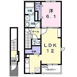 かりんA 1LDKの間取図画像