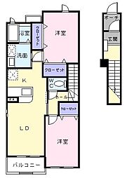 ボニートけやき 2LDKの間取図画像