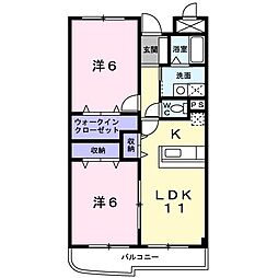 クラージュ2 2LDKの間取図画像