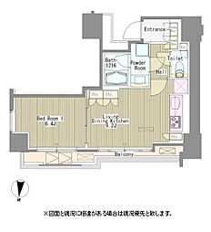 JR山手線 浜松町駅 徒歩3分の賃貸マンション 2階1LDKの間取り