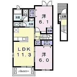 ベルフルールC 2LDKの間取図画像