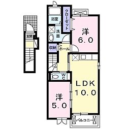 ＨＡＳＡＭ　Ｌｉｅｎ 2階2LDKの間取り