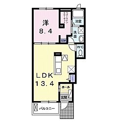クオレッティD 1LDKの間取図画像