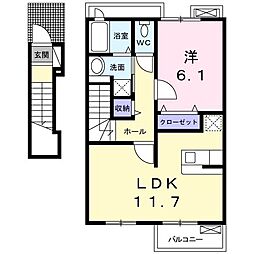 アルワクトC 1LDKの間取図画像