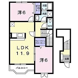 アルページュA 2LDKの間取図画像