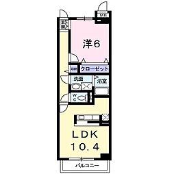 山王ハウス　Ｅ 3階1LDKの間取り
