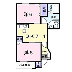パルテールC 2DKの間取図画像