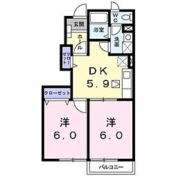 ティンカーベルA 2Kの間取図画像