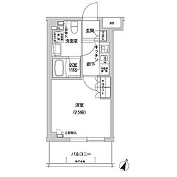JR山手線 目黒駅 徒歩10分の賃貸マンション 3階1Kの間取り
