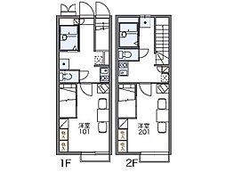 東武野田線 江戸川台駅 徒歩19分の賃貸アパート 2階1Kの間取り
