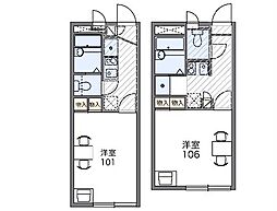 レオパレスクレールAKANE 1Kの間取図画像