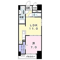 つくばエクスプレス 柏の葉キャンパス駅 徒歩10分の賃貸マンション 4階1LDKの間取り