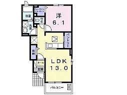 JR常磐線 土浦駅 3.9kmの賃貸アパート 1階1LDKの間取り