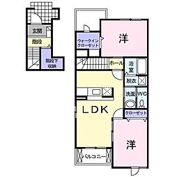 ボンヌ・シャンス・ガーデンＡ 2階2LDKの間取り