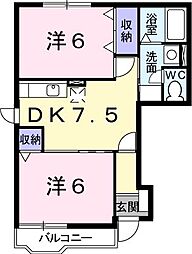 トランキル1 2DKの間取図画像