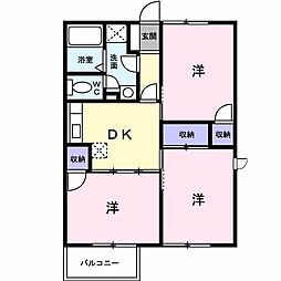 レーベンプラザ 2階3DKの間取り