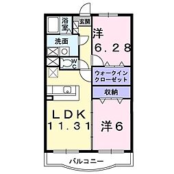 プロムナードベル 2LDKの間取図画像