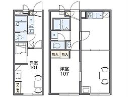 レオパレスグローリア 1Kの間取図画像