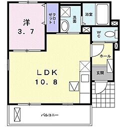 ノース　ジェイド 1階1LDKの間取り