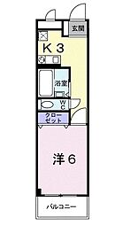 JR常磐線 ひたち野うしく駅 徒歩5分の賃貸マンション 3階1Kの間取り