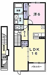 ルナフローラウェスト 2LDKの間取図画像