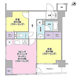 東京メトロ日比谷線 八丁堀駅 徒歩5分の賃貸マンション 4階2LDKの間取り