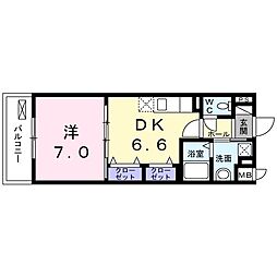 シティハウス東寺 1DKの間取図画像