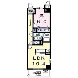 近鉄京都線 上鳥羽口駅 徒歩8分の賃貸マンション 3階1LDKの間取り