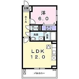 ロゼ・クリスタ2 1LDKの間取図画像