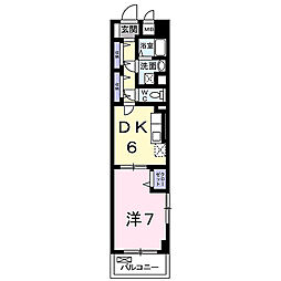 平蔵館 2階1DKの間取り
